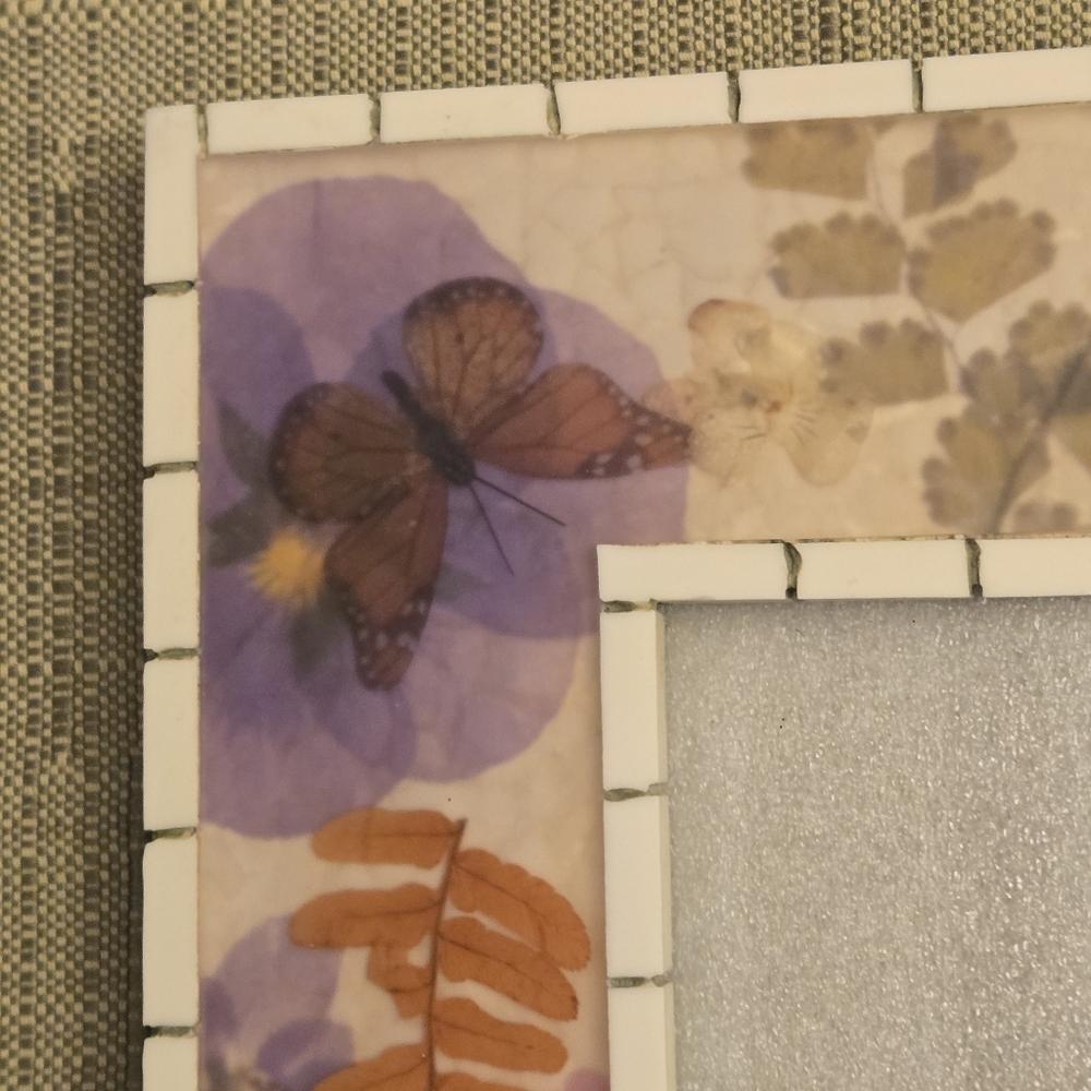 Secret Garden Frame 8.5 x 7" Resin Flower Butterflies Tile 5x3" Inset EUC‎ Table - Picture 5 of 10